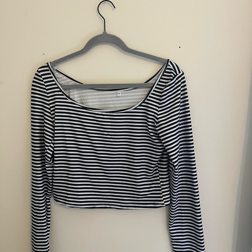 Striped Black and White Women's Top
